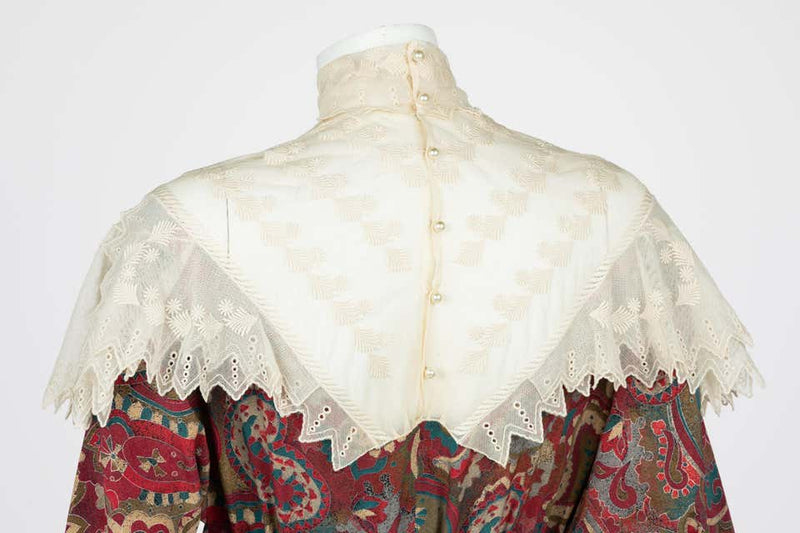 Chloé Boteh Dress High Neck Lace Inset, 1981