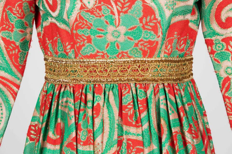 Oscar de La Renta Gold Trim Brocade Dress, 1960s