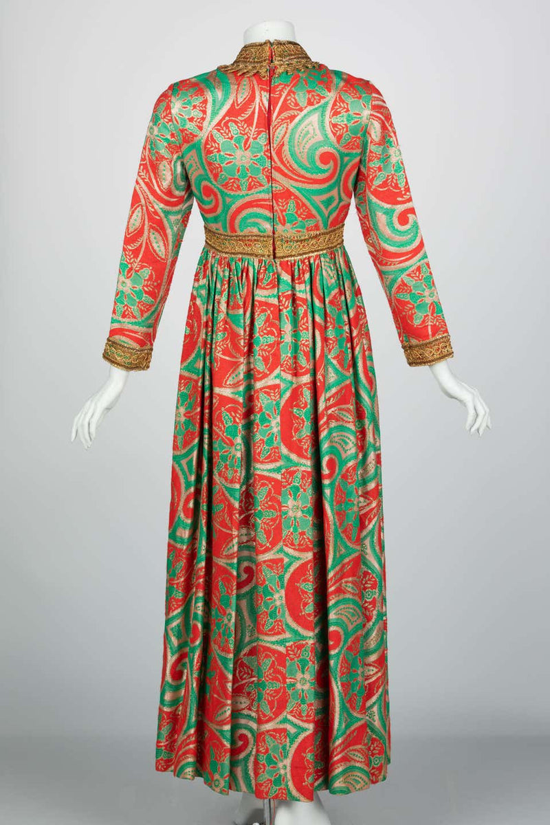 Oscar de La Renta Gold Trim Brocade Dress, 1960s