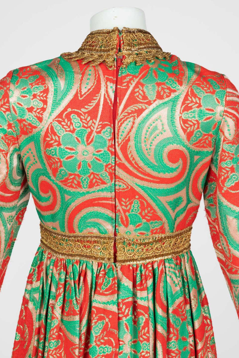 Oscar de La Renta Gold Trim Brocade Dress, 1960s