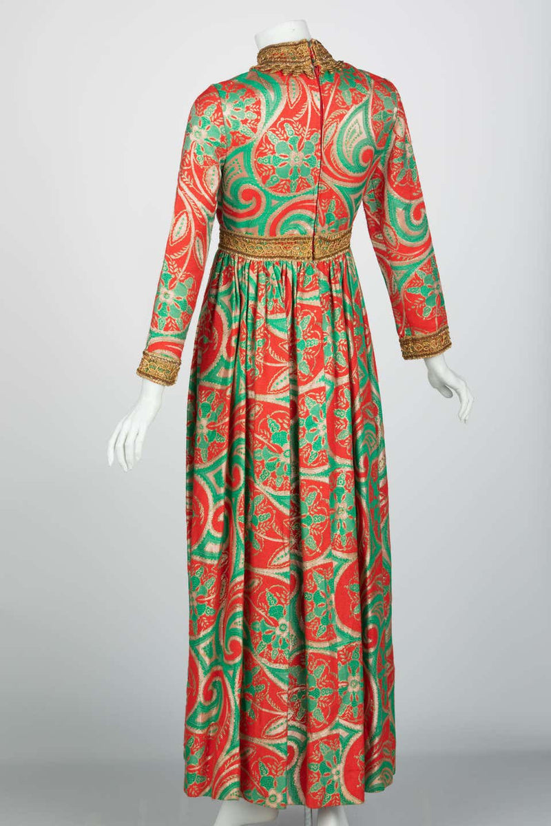 Oscar de La Renta Gold Trim Brocade Dress, 1960s