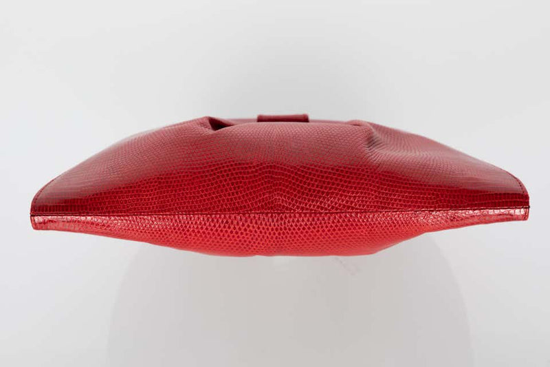 Vintage Bottega Veneta Red Karung Lucite Frame Clutch Bag
