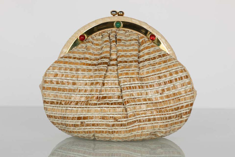 Judith Leiber Limited Edition Woven Snakeskin Clutch Bag
