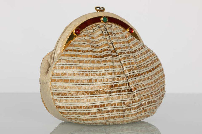 Judith Leiber Limited Edition Woven Snakeskin Clutch Bag