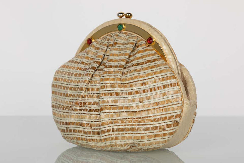 Judith Leiber Limited Edition Woven Snakeskin Clutch Bag