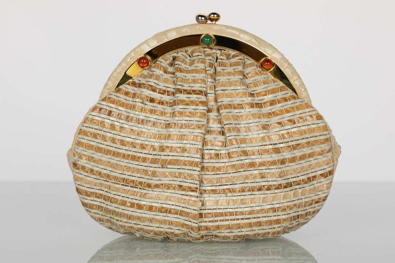 Judith Leiber Limited Edition Woven Snakeskin Clutch Bag