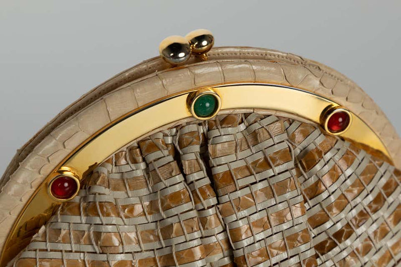 Judith Leiber Limited Edition Woven Snakeskin Clutch Bag