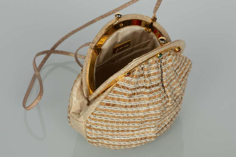 Judith Leiber Limited Edition Woven Snakeskin Clutch Bag