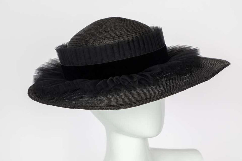 Chanel Black Oval Ruffle Hat Spring 2003