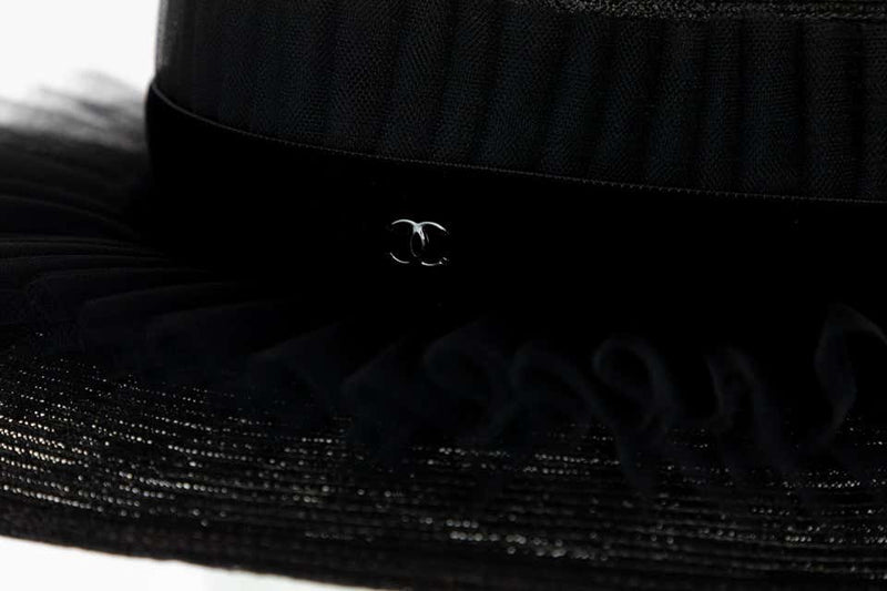 Chanel Black Oval Ruffle Hat Spring 2003