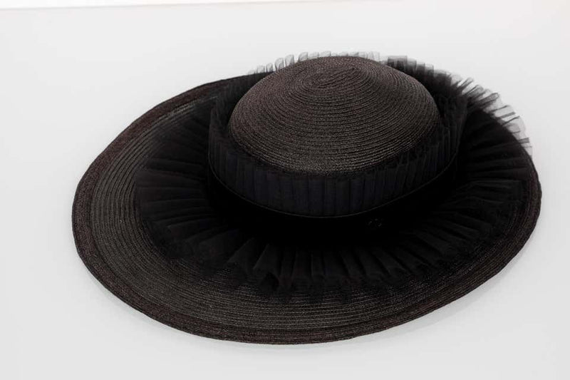 Chanel Black Oval Ruffle Hat Spring 2003