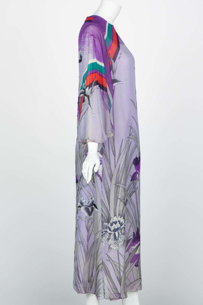 Hanae Mori Lavender Angel Sleeve Dress, 1970s