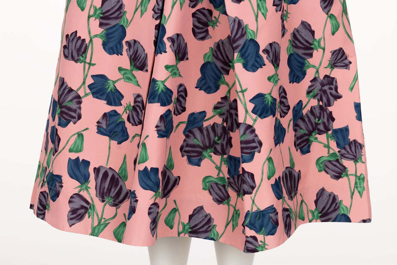 Prada Resort 2008 Pink Floral Silk Full Skirt