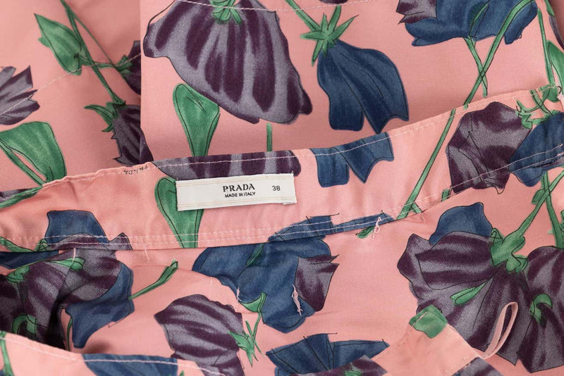 Prada Resort 2008 Pink Floral Silk Full Skirt