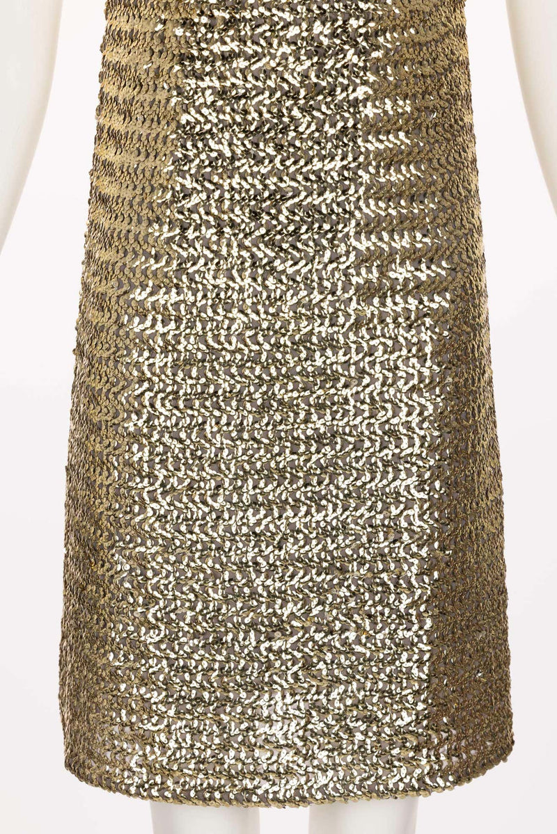 1960s Gold & Silver Sequin Rhinestone Dress Possibly Pierre Cardin