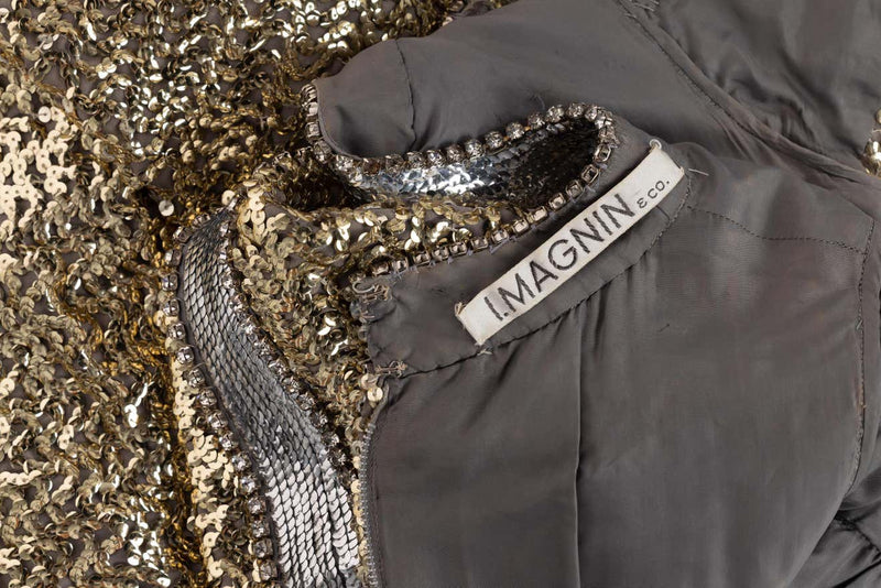 1960s Gold & Silver Sequin Rhinestone Dress Possibly Pierre Cardin