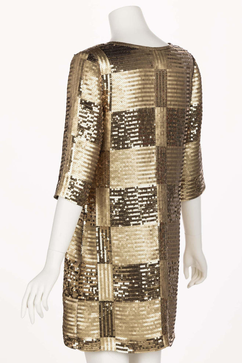 Unsigned Gold Sequin Tunic Mini Dress 1960s Style