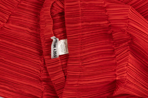 Issey Miyake Pleated Red Maxi Skirt 1990s