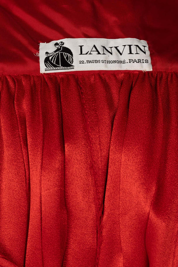 Lanvin Jules-François Crahay Demi Couture Documented  Red Pleated Brocade Maxi Skirt 1970s