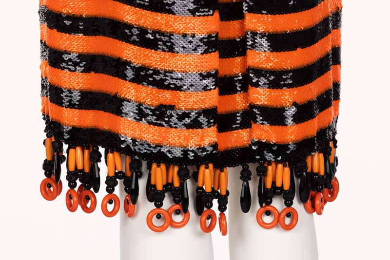 Prada Orange Black Sequin Flapper Dress S/S 2011 Beijing