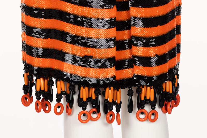 Prada Orange Black Sequin Flapper Dress S/S 2011 Beijing Limited Edition
