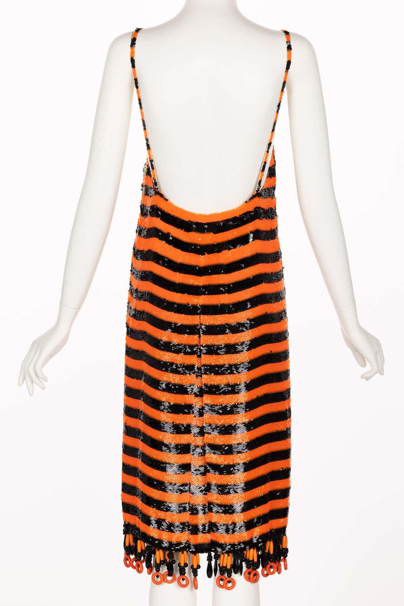 Prada Orange Black Sequin Flapper Dress S/S 2011 Beijing