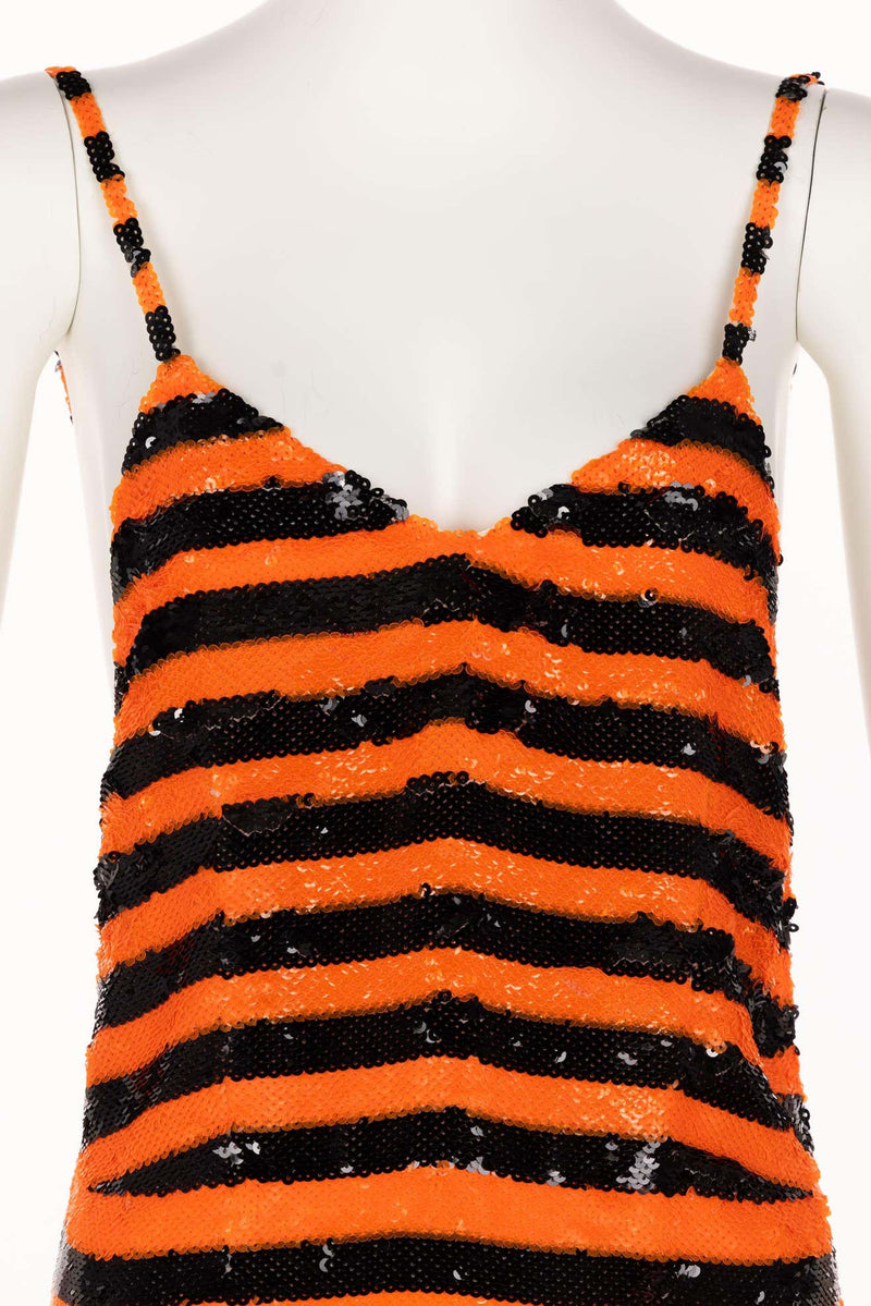 Prada Orange Black Sequin Flapper Dress S/S 2011 Beijing