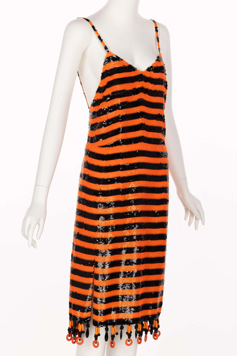 Prada Orange Black Sequin Flapper Dress S/S 2011 Beijing