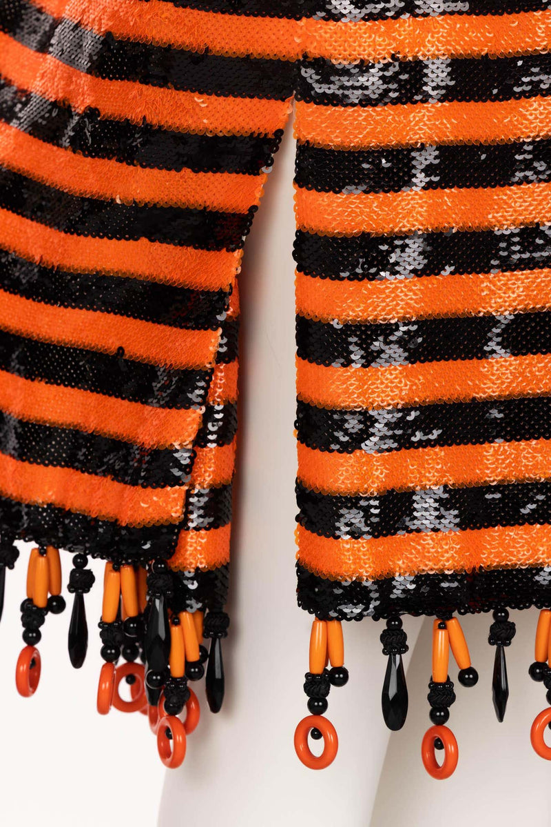 Prada Orange Black Sequin Flapper Dress S/S 2011 Beijing