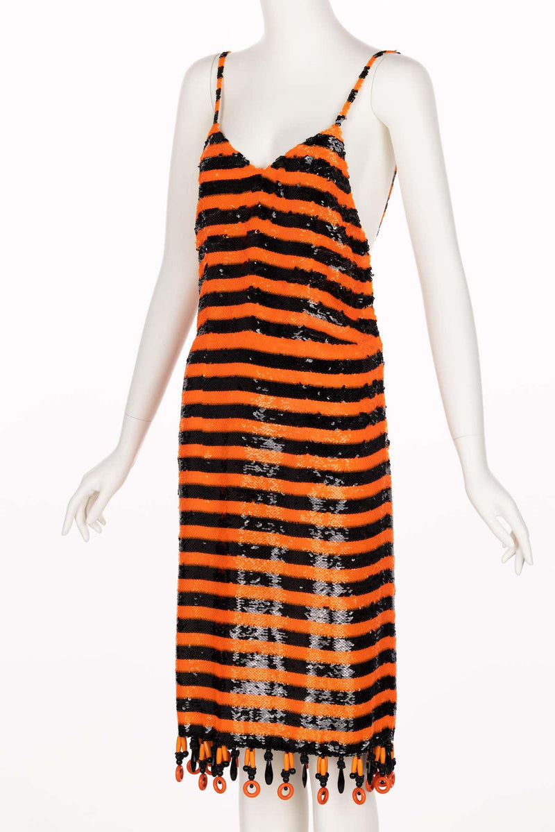 Prada Orange Black Sequin Flapper Dress S/S 2011 Beijing