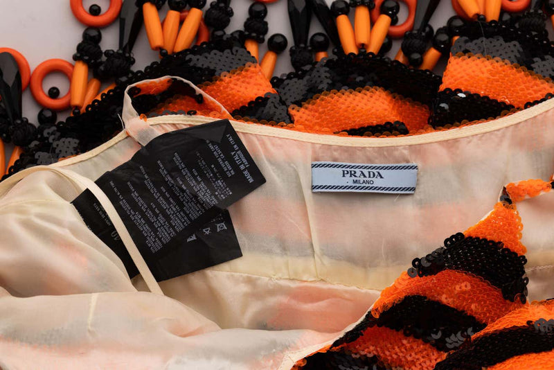 Prada Orange Black Sequin Flapper Dress S/S 2011 Beijing