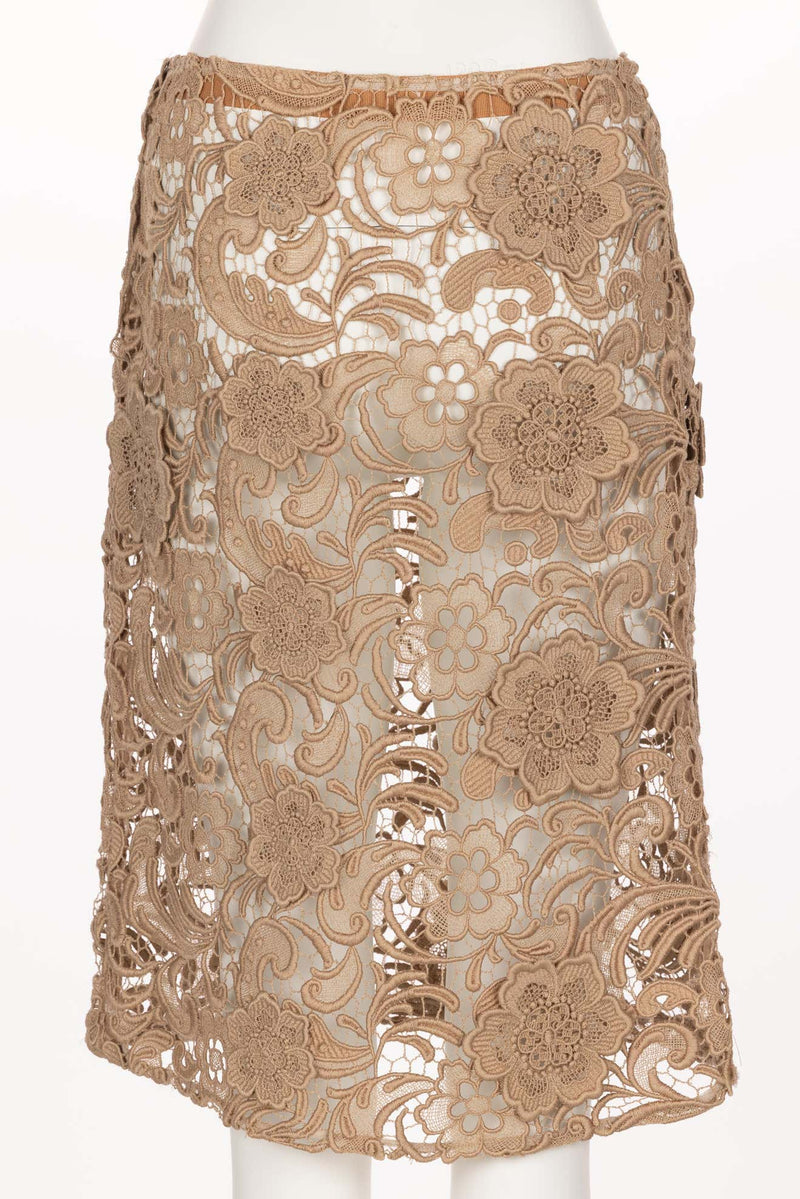 Prada Tan Lace Skirt Fall 2008 Runway