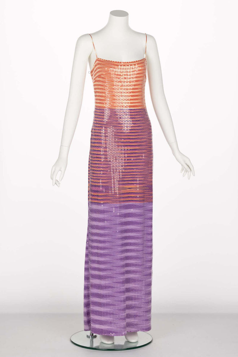 Missoni Purple Pink Sequined Maxi Slip Dress, S/S 1997 Documented