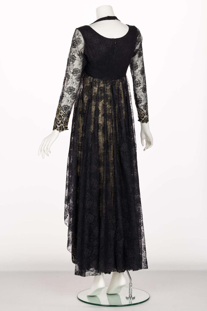 Christain Lacroix Black & Gold Lace Layered Dress, 1990s