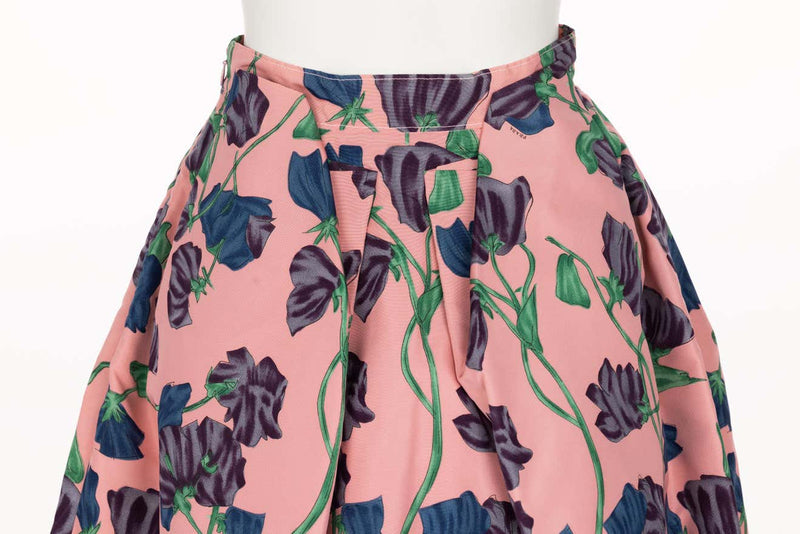 Prada Resort 2008 Pink Floral Silk Full Skirt