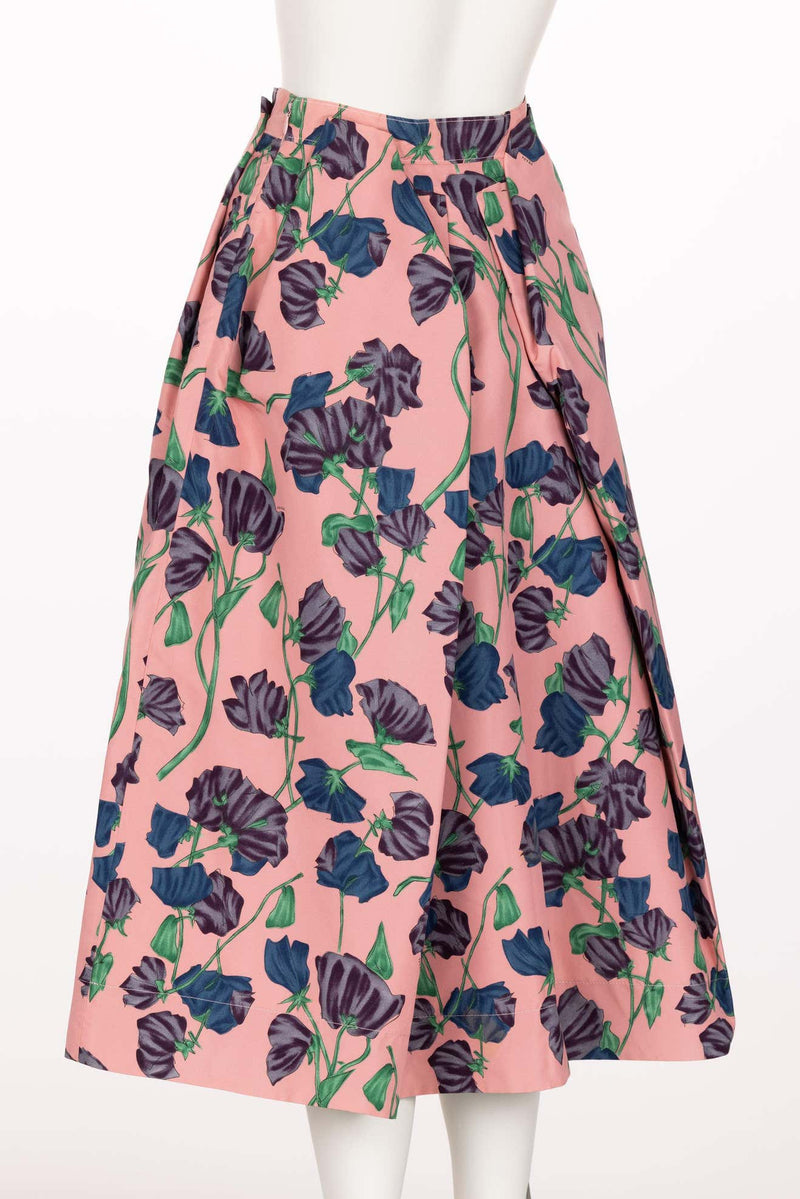 Prada Resort 2008 Pink Floral Silk Full Skirt