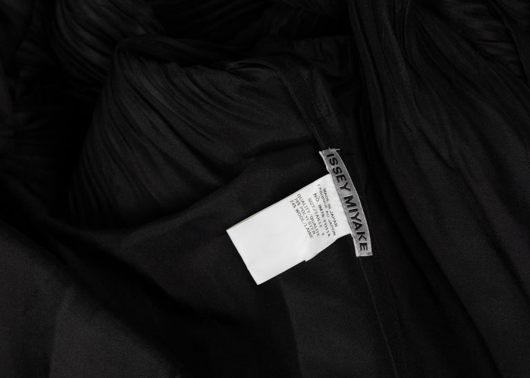 Issey Miyake Black Sculptural Pleated Cocoon Coat