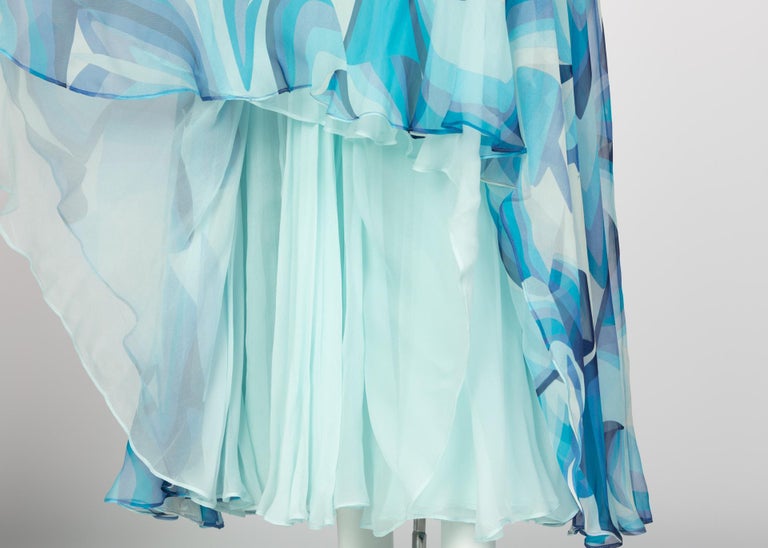 Missoni Blue Printed Plunge Neck Sleeveless Silk Crystal Gown, 2006