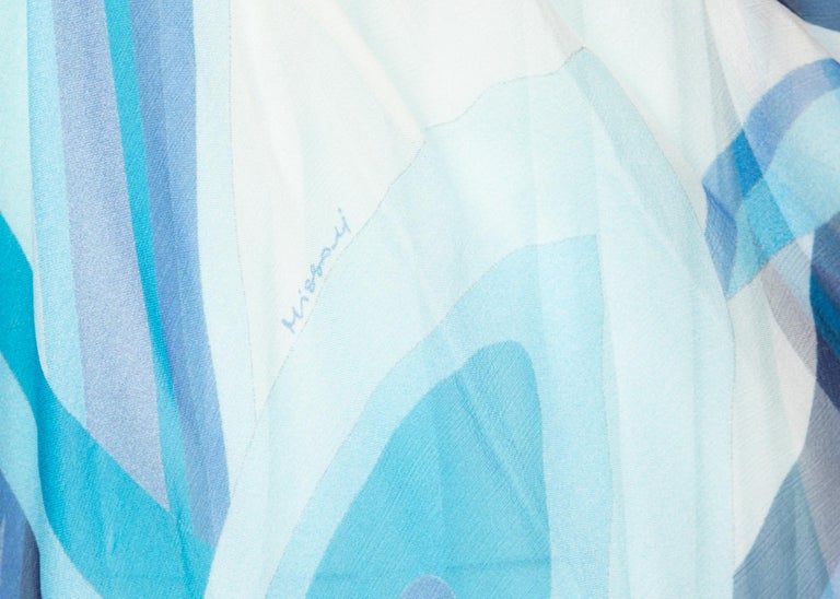 Missoni Blue Printed Plunge Neck Sleeveless Silk Crystal Gown, 2006