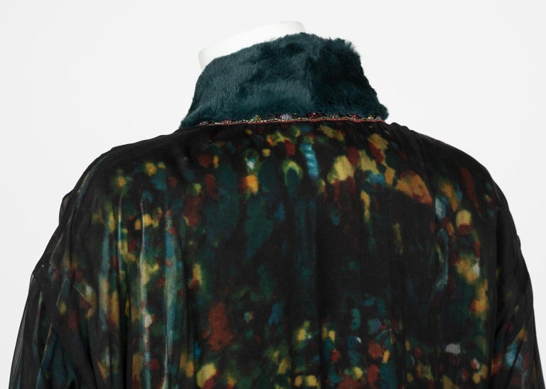 Chanel Elaborate Multicolored Silk Chiffon Velvet Trim Beaded Evening Coat, 1997