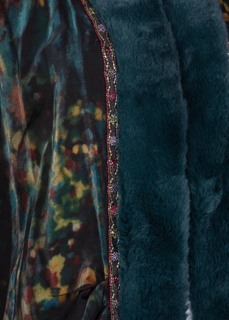 Chanel Elaborate Multicolored Silk Chiffon Velvet Trim Beaded Evening Coat, 1997