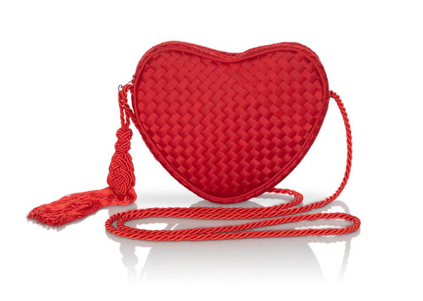 Vintage Bottega Veneta Red Silk Heart Crossbody Bag