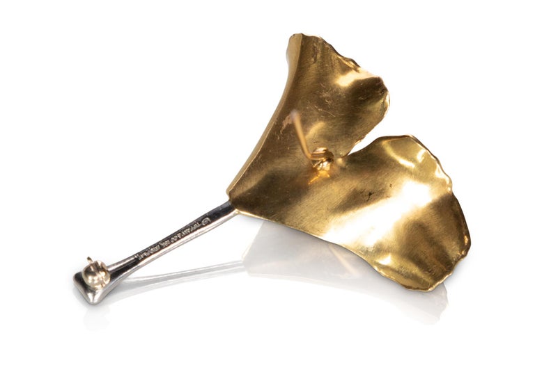 Tiffany & Co. Angela Cummings Gold Diamond Platinum Ginko Leaf Brooch