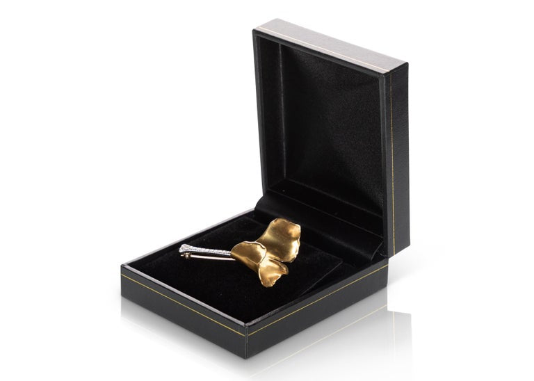 Tiffany & Co. Angela Cummings Gold Diamond Platinum Ginko Leaf Brooch