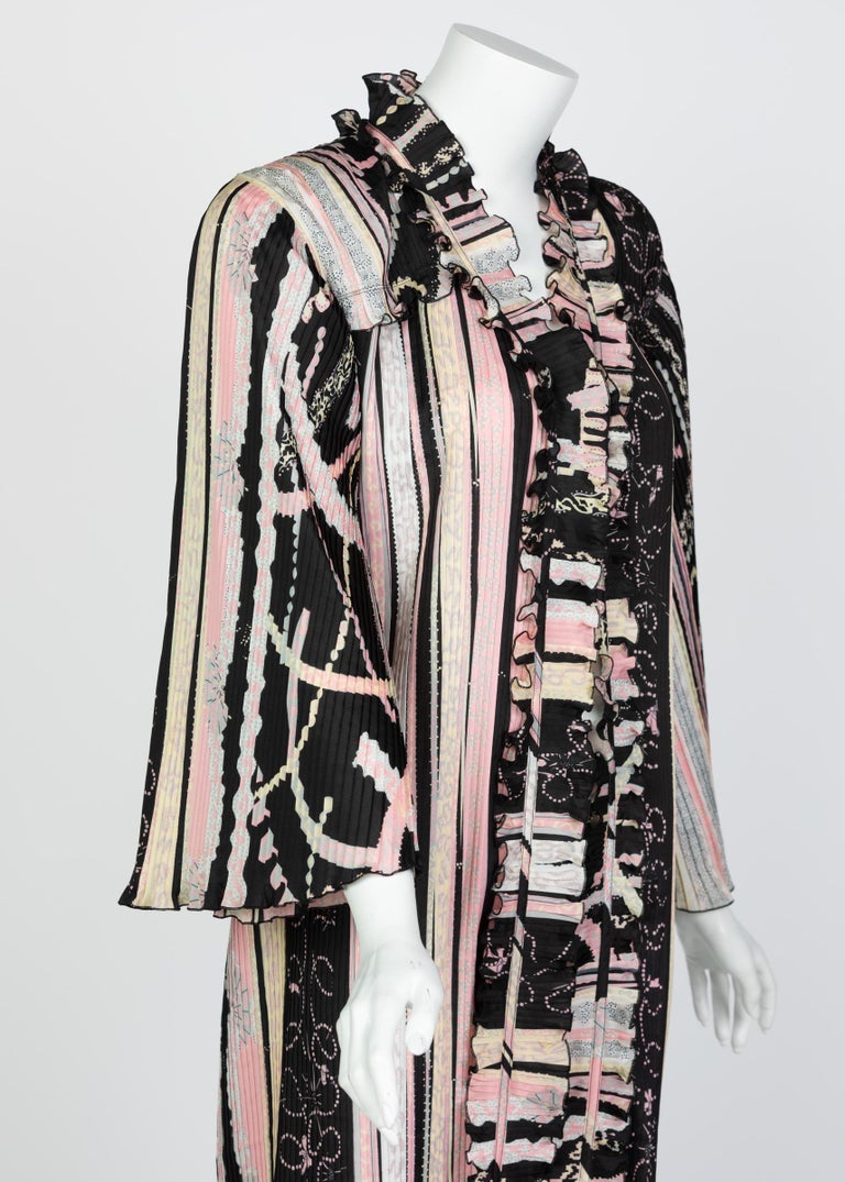 Zandra Rhodes Pink Silk Printed Caftan, 1980s