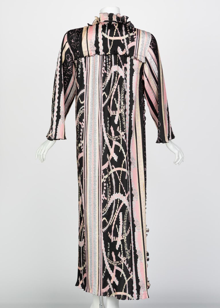 Zandra Rhodes Pink Silk Printed Caftan, 1980s