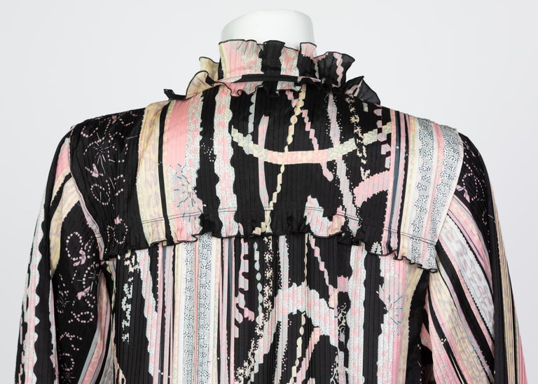Zandra Rhodes Pink Silk Printed Caftan, 1980s