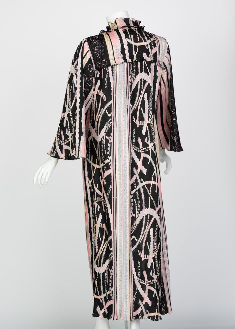 Zandra Rhodes Pink Silk Printed Caftan, 1980s