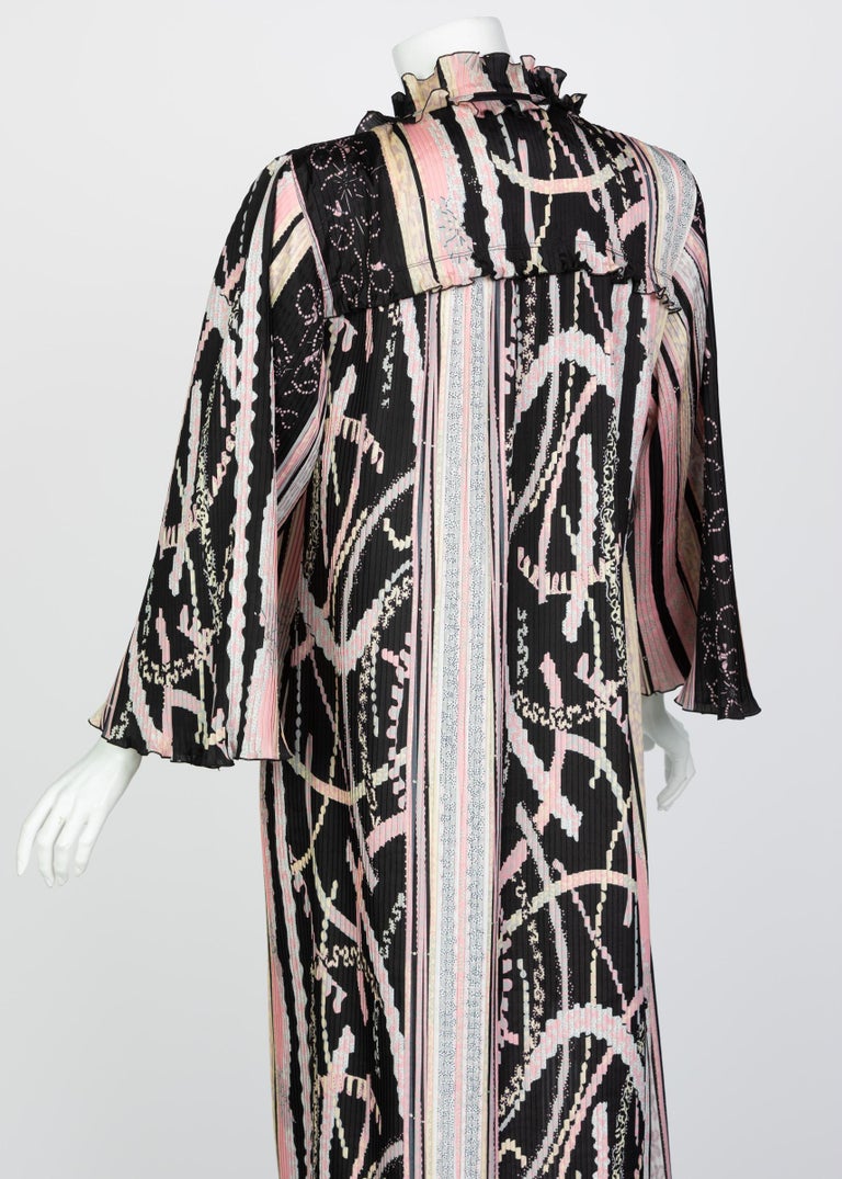 Zandra Rhodes Pink Silk Printed Caftan, 1980s