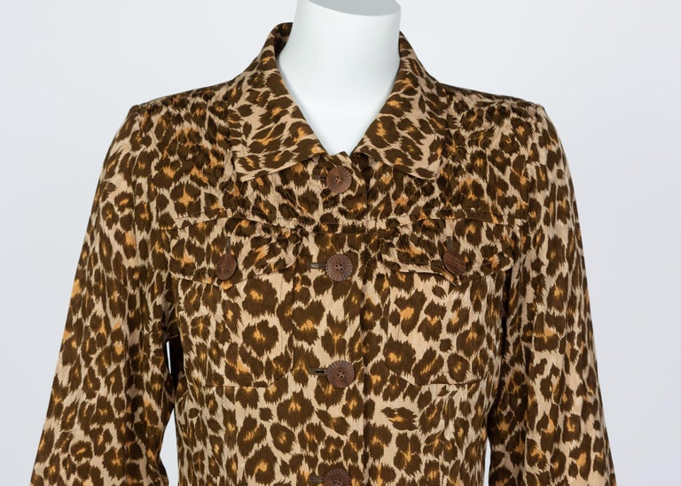 Yves Saint Laurent Leopard print Silk  Safari Top YSL
